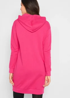 bonprix bonprix Vestido tipo sudadera de algodón puro Rosa oscuro Discount
