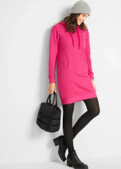 bonprix bonprix Vestido tipo sudadera de algodón puro Rosa oscuro Discount