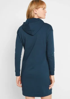 bonprix bonprix Vestido tipo sudadera de algodón puro Azul marino Discount