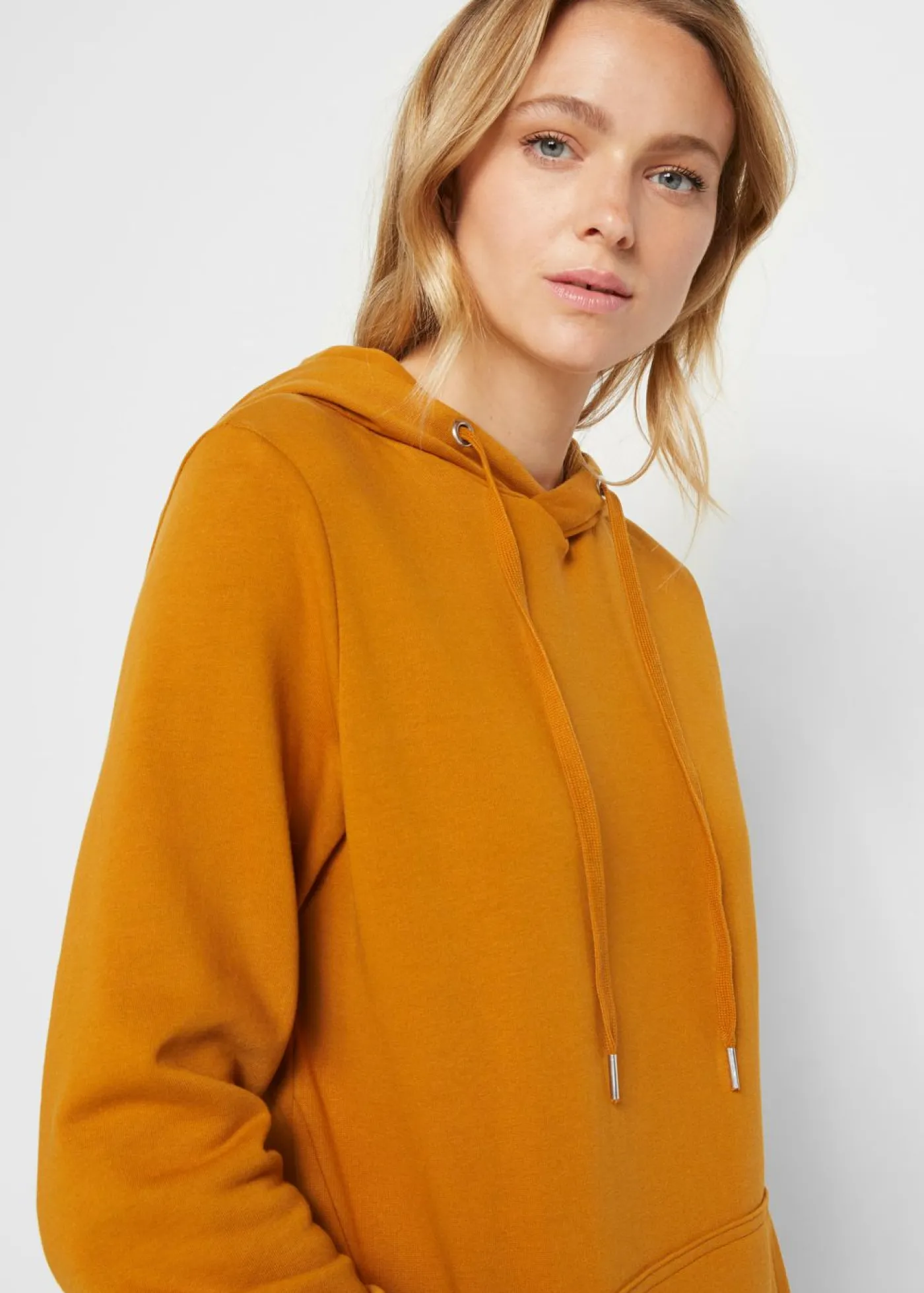bonprix bonprix Vestido tipo sudadera de mezcla de algodón marrón canela Sale