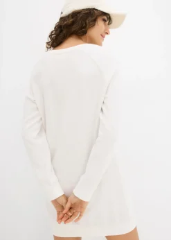 bonprix bonprix Vestido tipo sudadera de felpa suave Blanco lana Hot