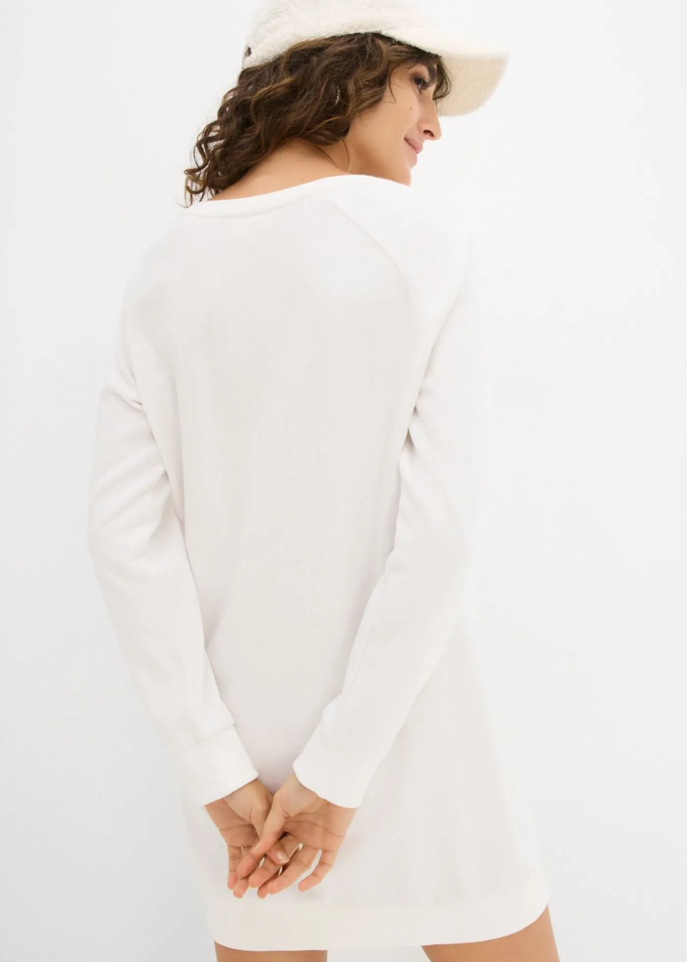 bonprix bonprix Vestido tipo sudadera de felpa suave Blanco lana Hot