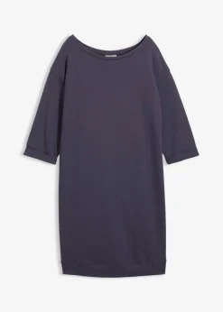 bonprix bonprix Vestido tipo sudadera, mangas 3/4, interior suave arándano New