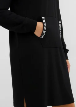 bonprix bonprix Vestido tipo sudadera suave Negro estampado Outlet