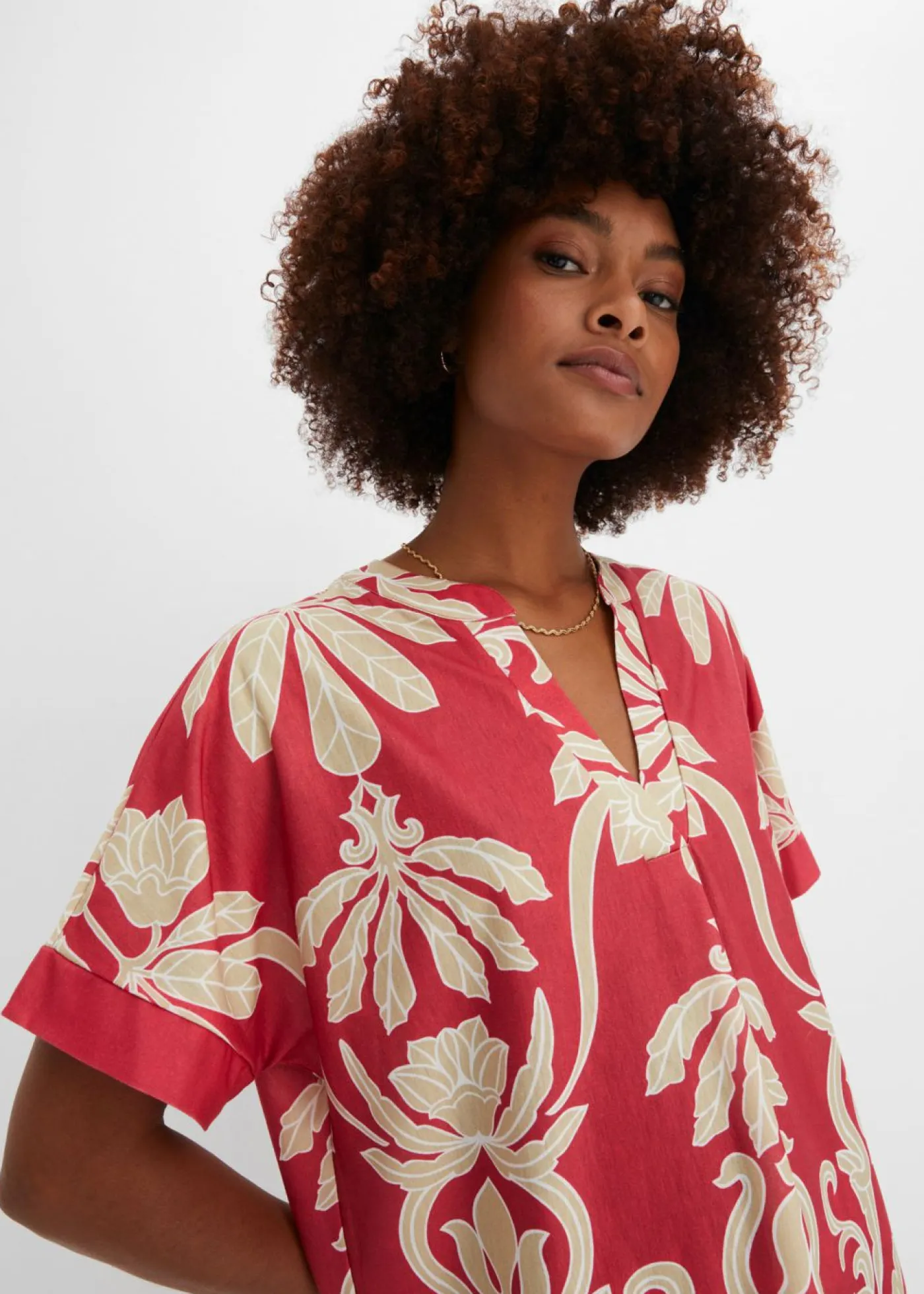 bonprix bonprix Vestido tipo túnica Rojo-crema Outlet