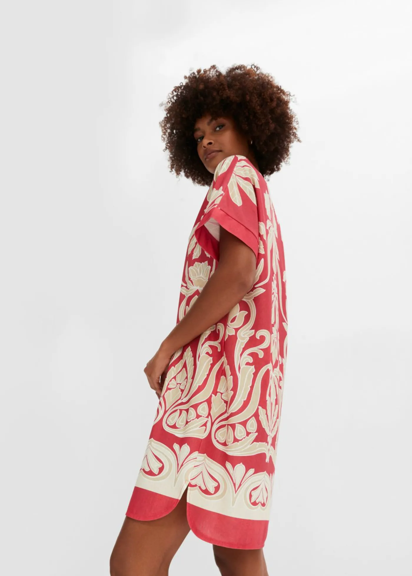 bonprix bonprix Vestido tipo túnica Rojo-crema Outlet