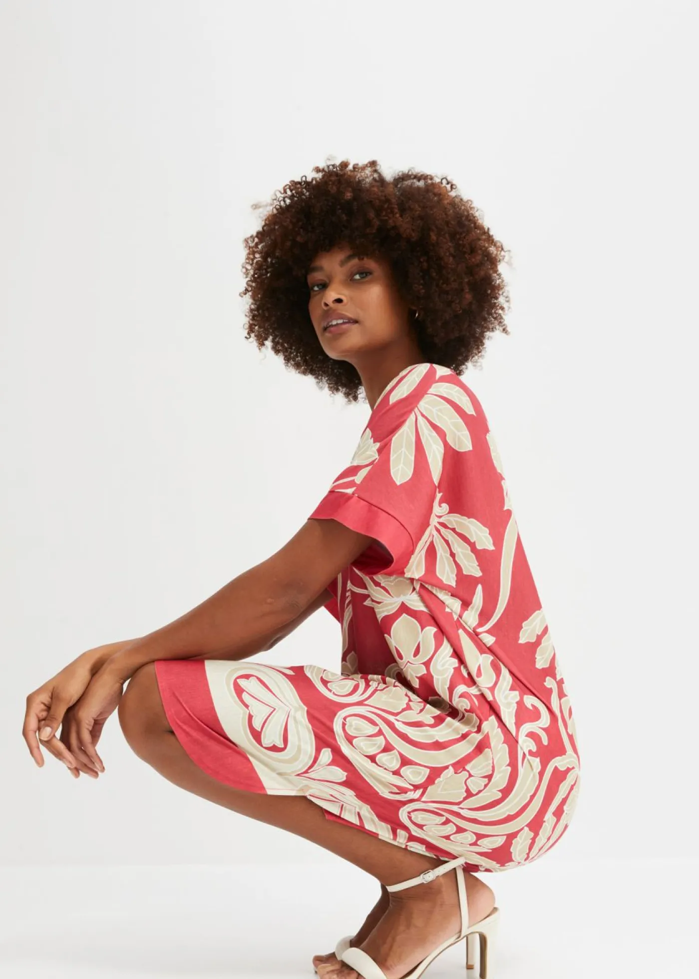 bonprix bonprix Vestido tipo túnica Rojo-crema Outlet