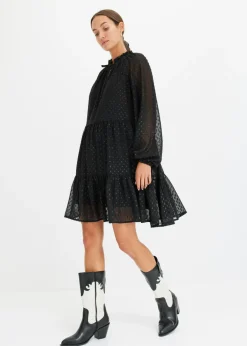 bonprix bonprix Vestido tipo túnica con efecto brillante Negro Outlet