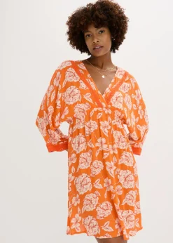 bonprix bonprix Vestido tipo túnica con encaje en viscosa estructurada Naranja