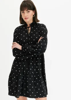 bonprix bonprix Vestido tipo túnica con lazo negro - blanco topos Outlet