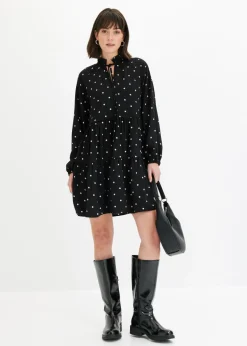 bonprix bonprix Vestido tipo túnica con lazo negro - blanco topos Outlet