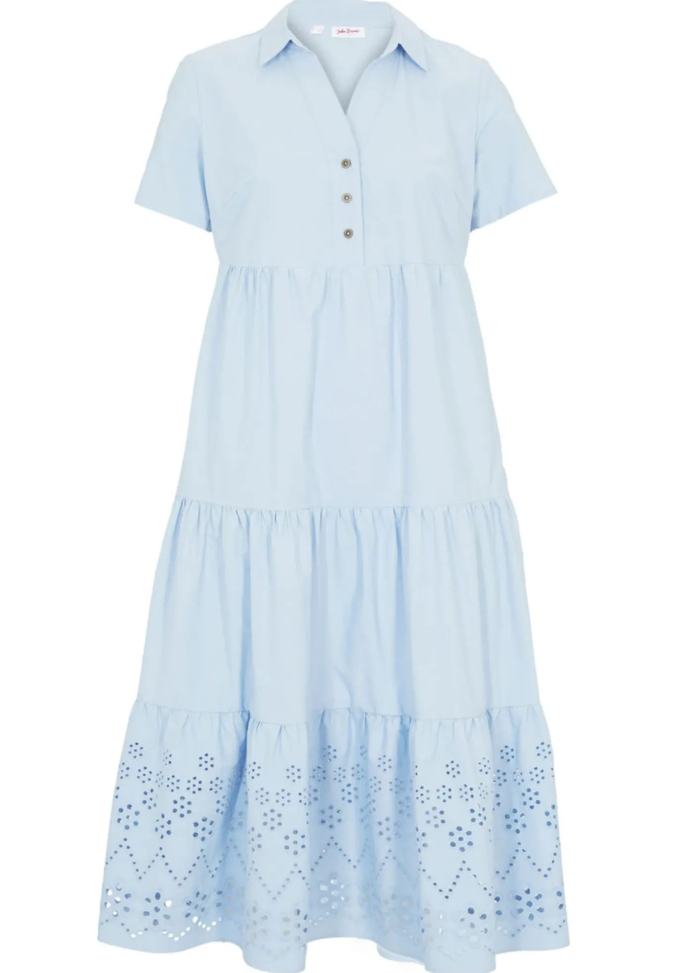 bonprix bonprix Vestido tipo túnica de algodón puro con bordado calado Azul perla Discount