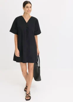 bonprix bonprix Vestido tipo túnica de algodón orgánico puro Negro New