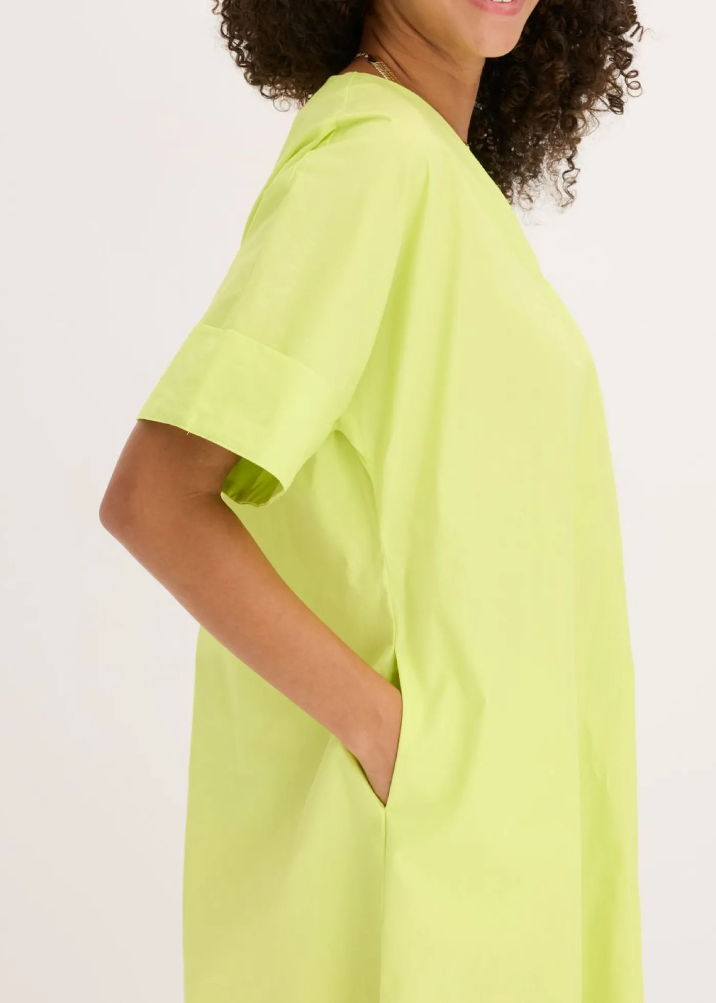 bonprix bonprix Vestido tipo túnica de algodón orgánico puro Amarillo cítrico Hot
