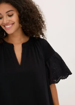 bonprix bonprix Vestido tipo túnica de algodón orgánico puro Negro Hot