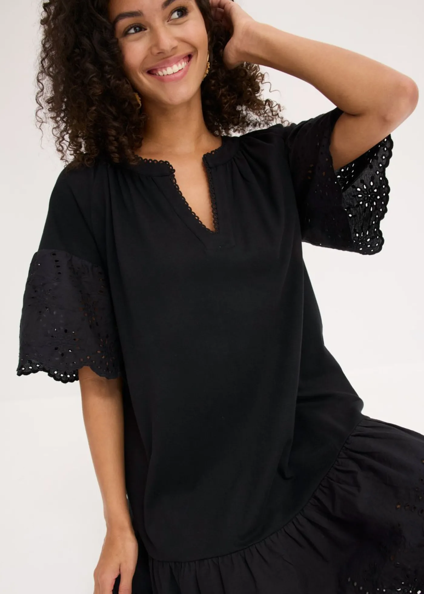 bonprix bonprix Vestido tipo túnica de algodón orgánico puro Negro Hot