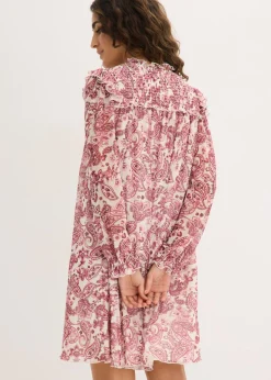 bonprix bonprix Vestido tipo túnica de malla suave Blanco lana Online