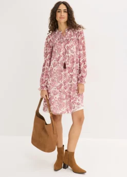 bonprix bonprix Vestido tipo túnica de malla suave Blanco lana Online