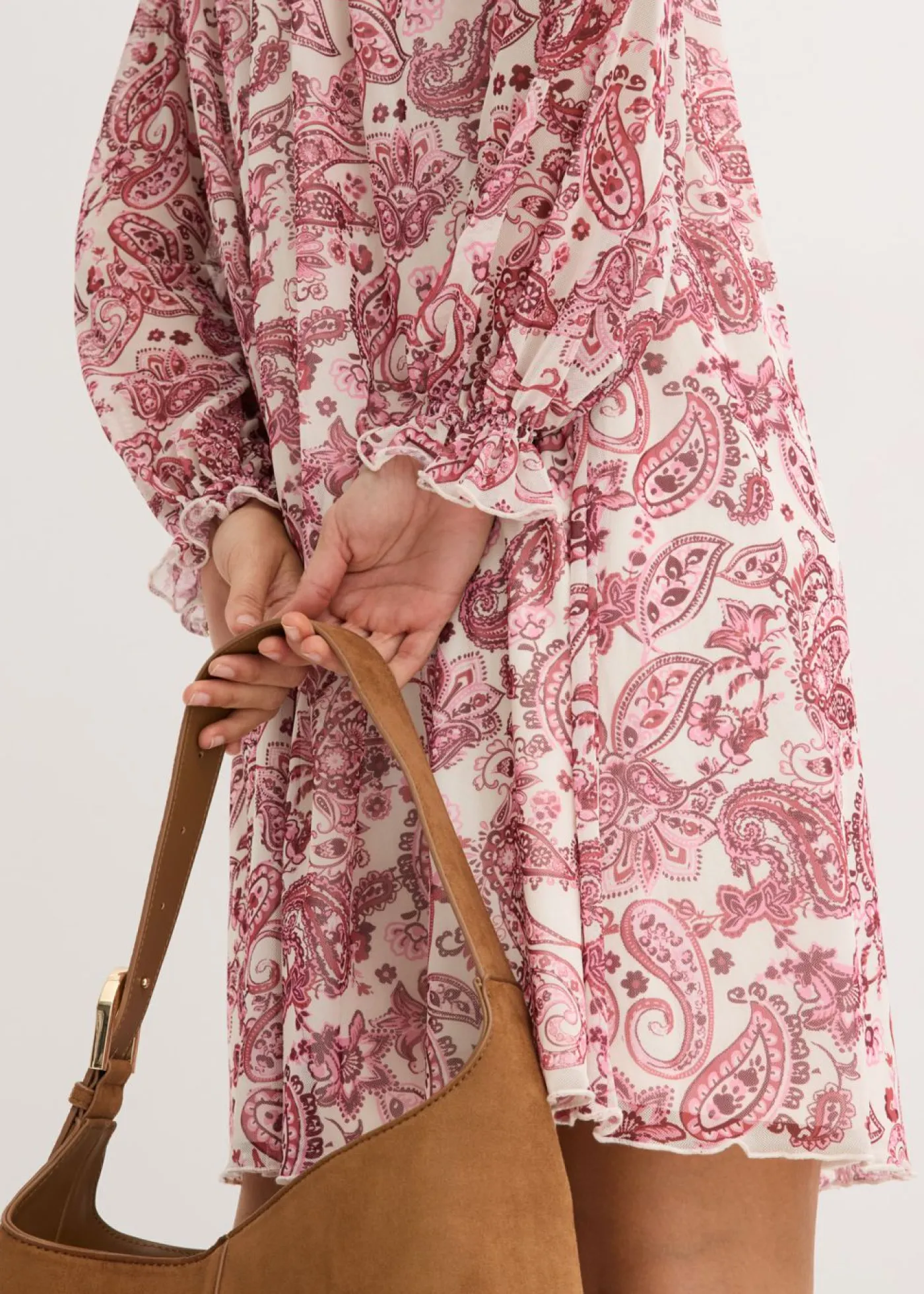 bonprix bonprix Vestido tipo túnica de malla suave Blanco lana Online
