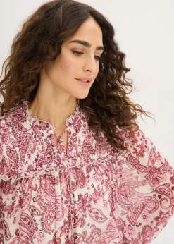 bonprix bonprix Vestido tipo túnica de malla suave Blanco lana Online