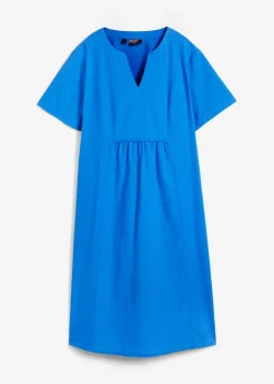bonprix bonprix Vestido tipo túnica de mezcla de lino y algodón con bolsillos Azur Clearance