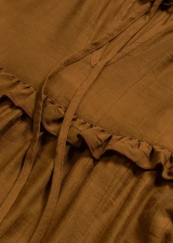 bonprix bonprix Vestido tipo túnica de mezcla de viscosa fina Marrón coñac Sale
