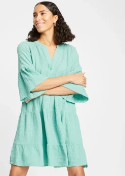 bonprix bonprix Vestido tipo túnica de muselina verde salvia Hot