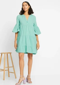 bonprix bonprix Vestido tipo túnica de muselina verde salvia Hot