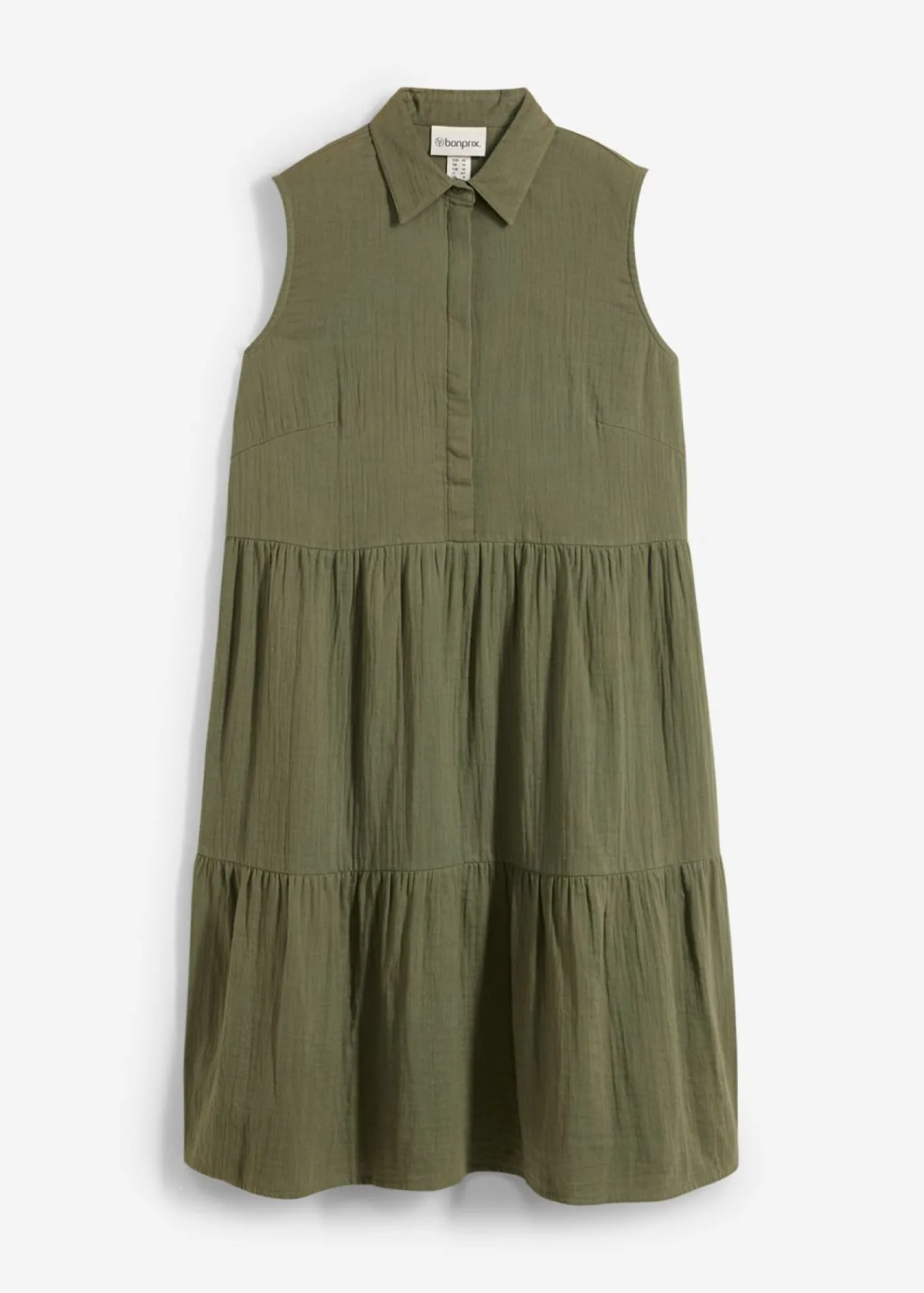 bonprix bonprix Vestido tipo túnica de muselina ligera Verde oliva oscuro Hot
