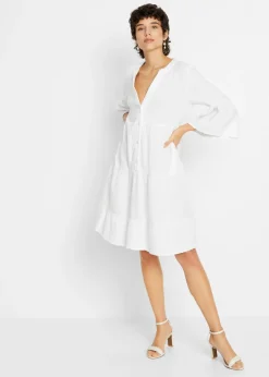 bonprix bonprix Vestido tipo túnica de muselina Blanco Outlet