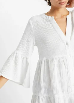 bonprix bonprix Vestido tipo túnica de muselina Blanco Outlet