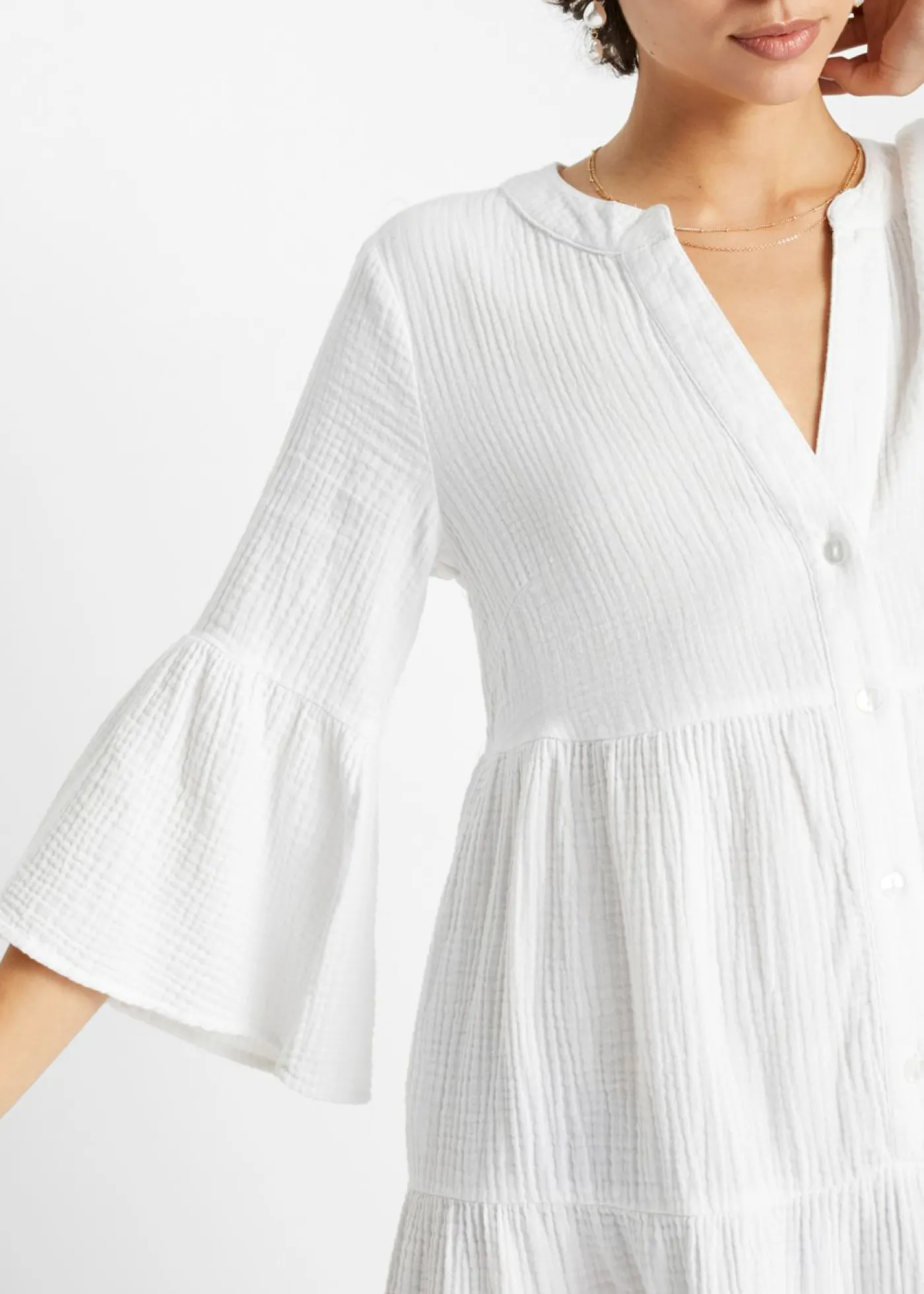 bonprix bonprix Vestido tipo túnica de muselina Blanco Outlet