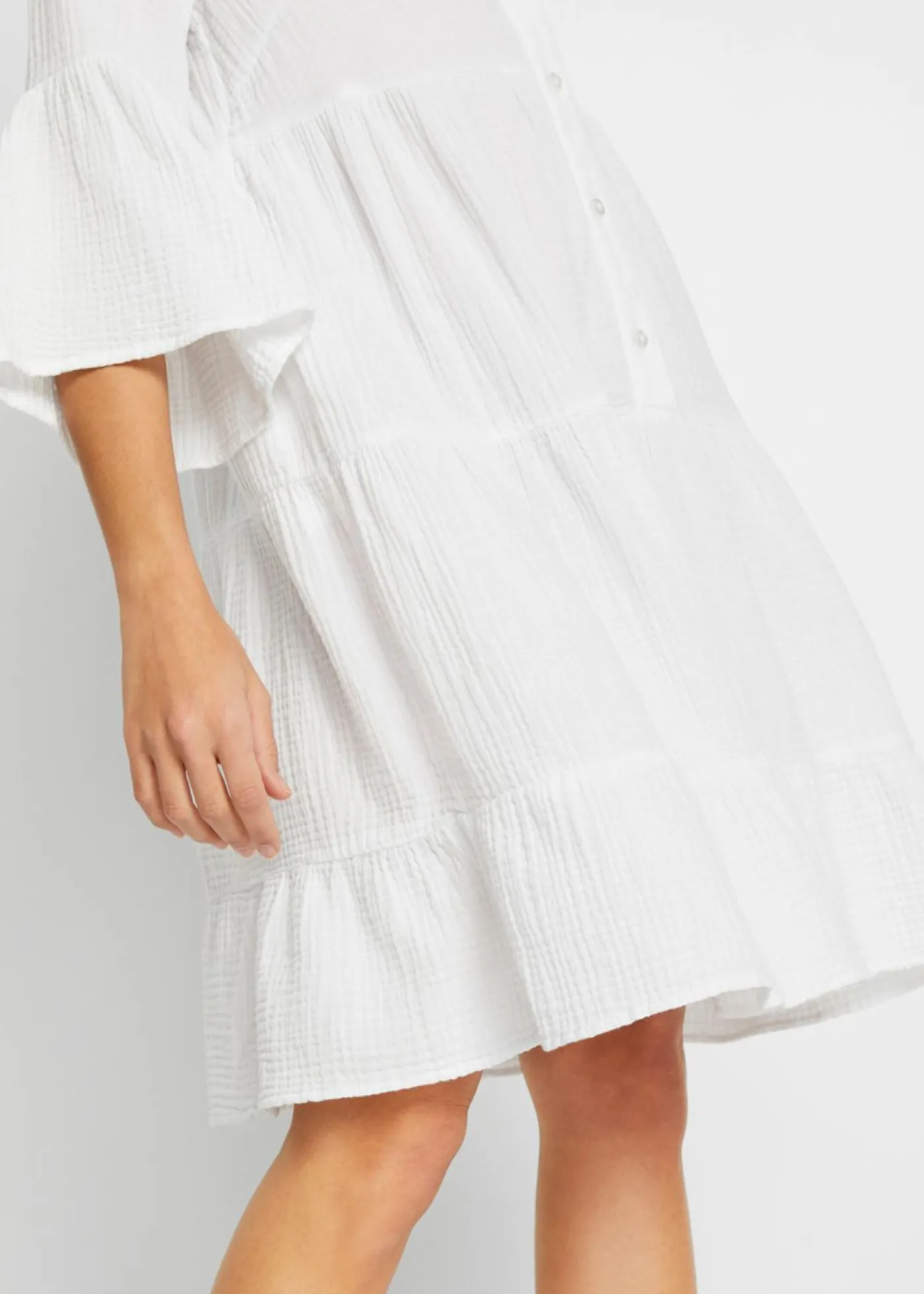 bonprix bonprix Vestido tipo túnica de muselina Blanco Outlet