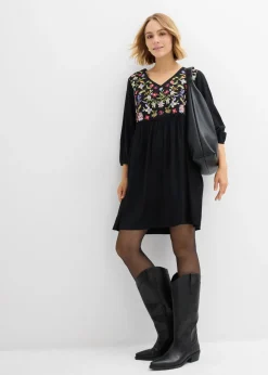 bonprix bonprix Vestido tipo túnica de viscosa fluida Negro Clearance