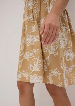 bonprix bonprix Vestido tipo túnica de viscosa vaporosa con bordado Beige de flores Online