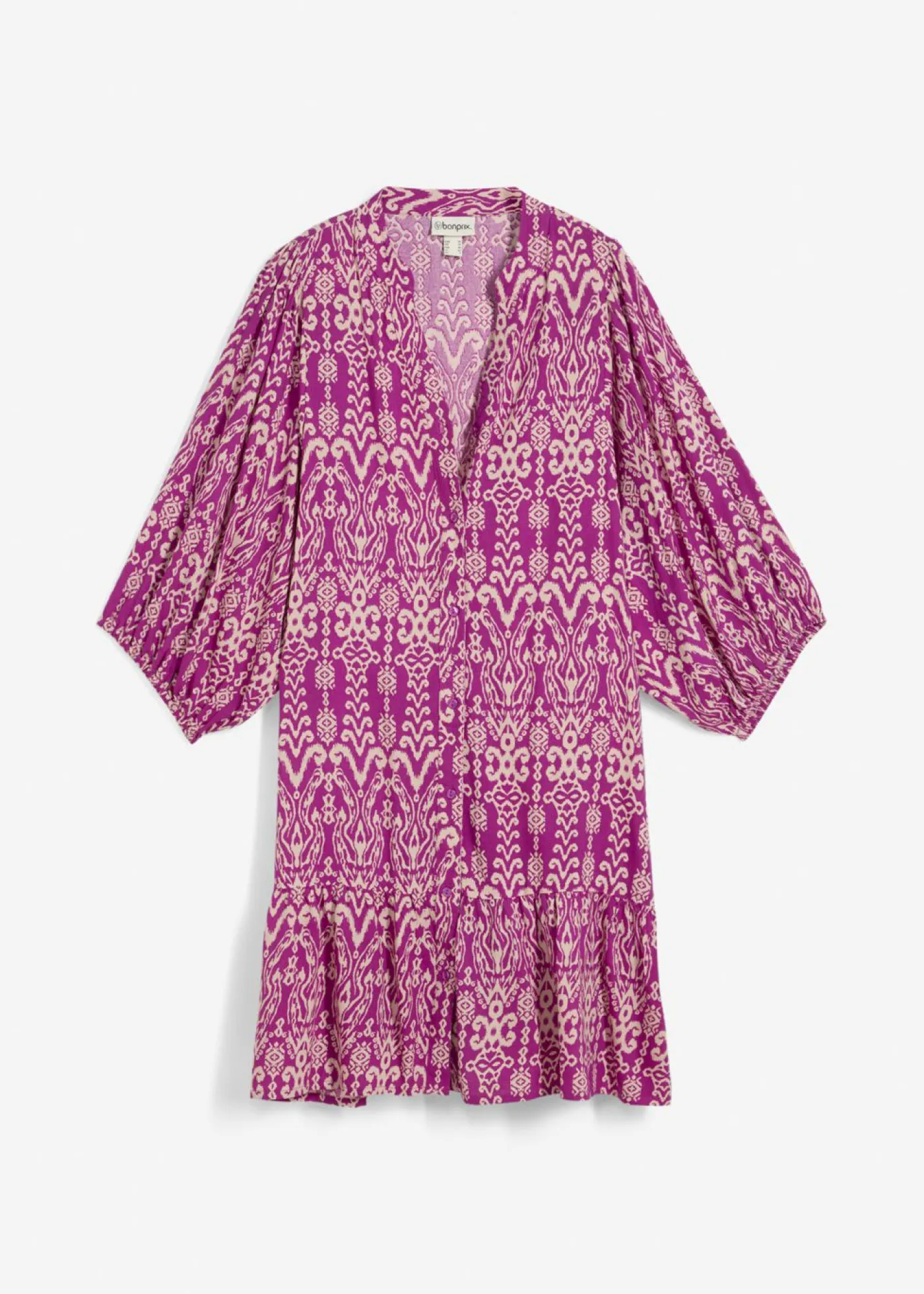 bonprix bonprix Vestido tipo túnica de viscosa suave zumo de uva-beige tiza Clearance
