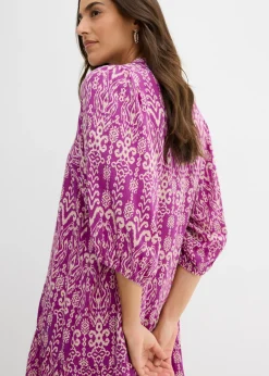 bonprix bonprix Vestido tipo túnica de viscosa suave zumo de uva-beige tiza Clearance