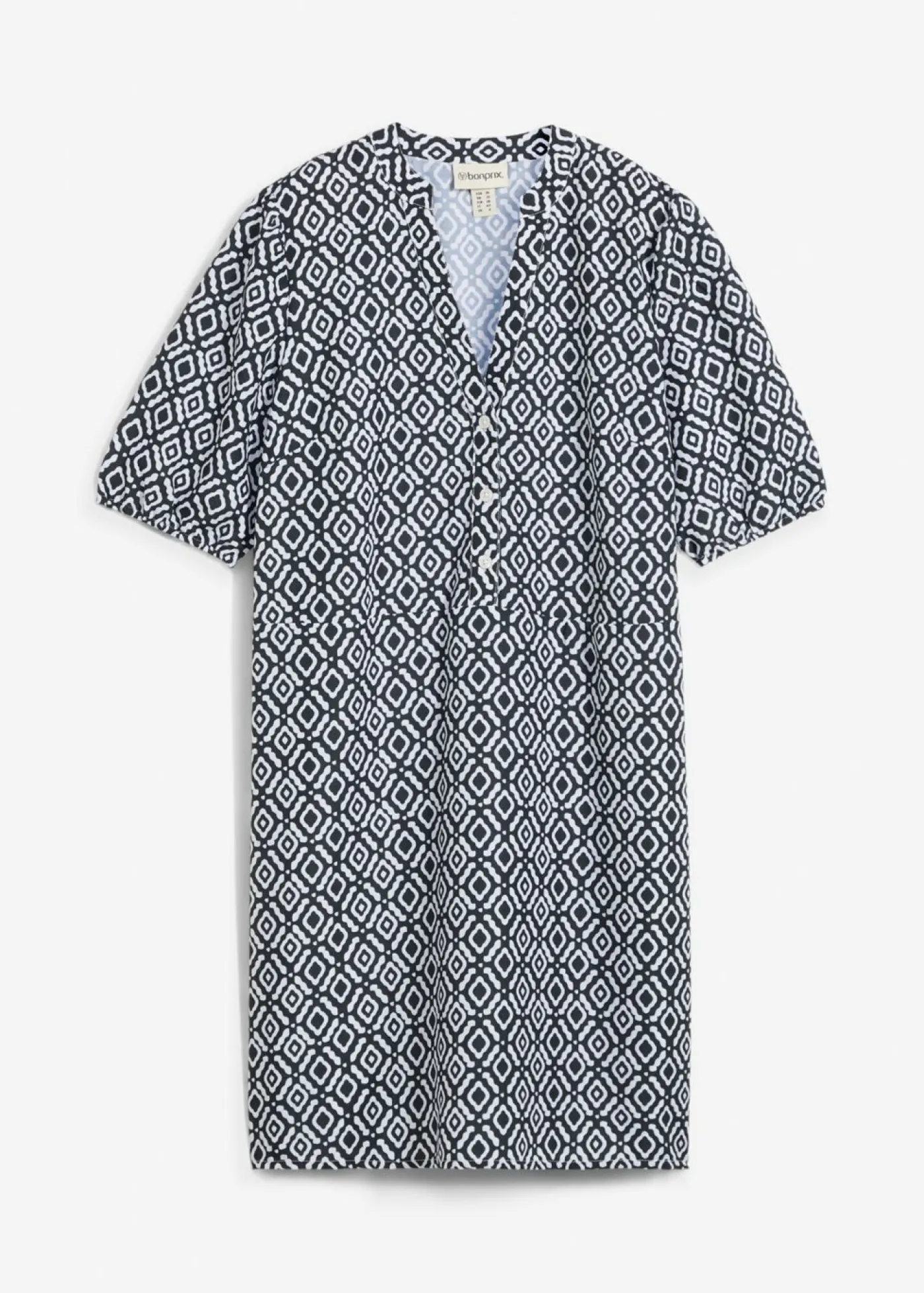 bonprix bonprix Vestido tipo túnica de viscosa fluida Negro-blanco lana Hot