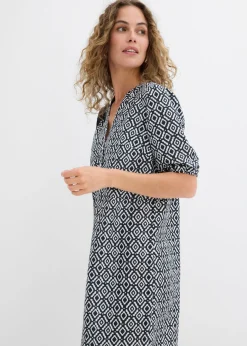 bonprix bonprix Vestido tipo túnica de viscosa fluida Negro-blanco lana Hot