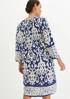 bonprix bonprix Vestido tipo túnica de viscosa fluida Rojo avellana estampado Online