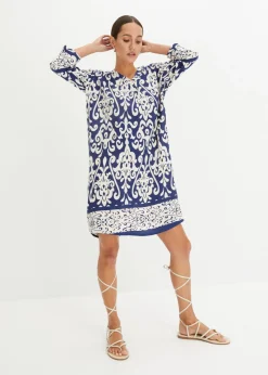 bonprix bonprix Vestido tipo túnica de viscosa fluida Rojo avellana estampado Online