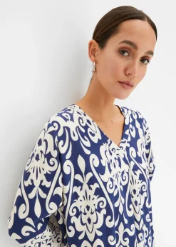 bonprix bonprix Vestido tipo túnica de viscosa fluida Rojo avellana estampado Online