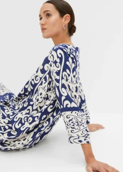 bonprix bonprix Vestido tipo túnica de viscosa fluida Rojo avellana estampado Online