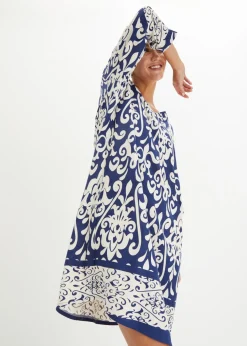 bonprix bonprix Vestido tipo túnica de viscosa fluida Rojo avellana estampado Online