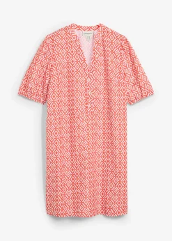 bonprix bonprix Vestido tipo túnica de viscosa fluida cayena-blanco lana