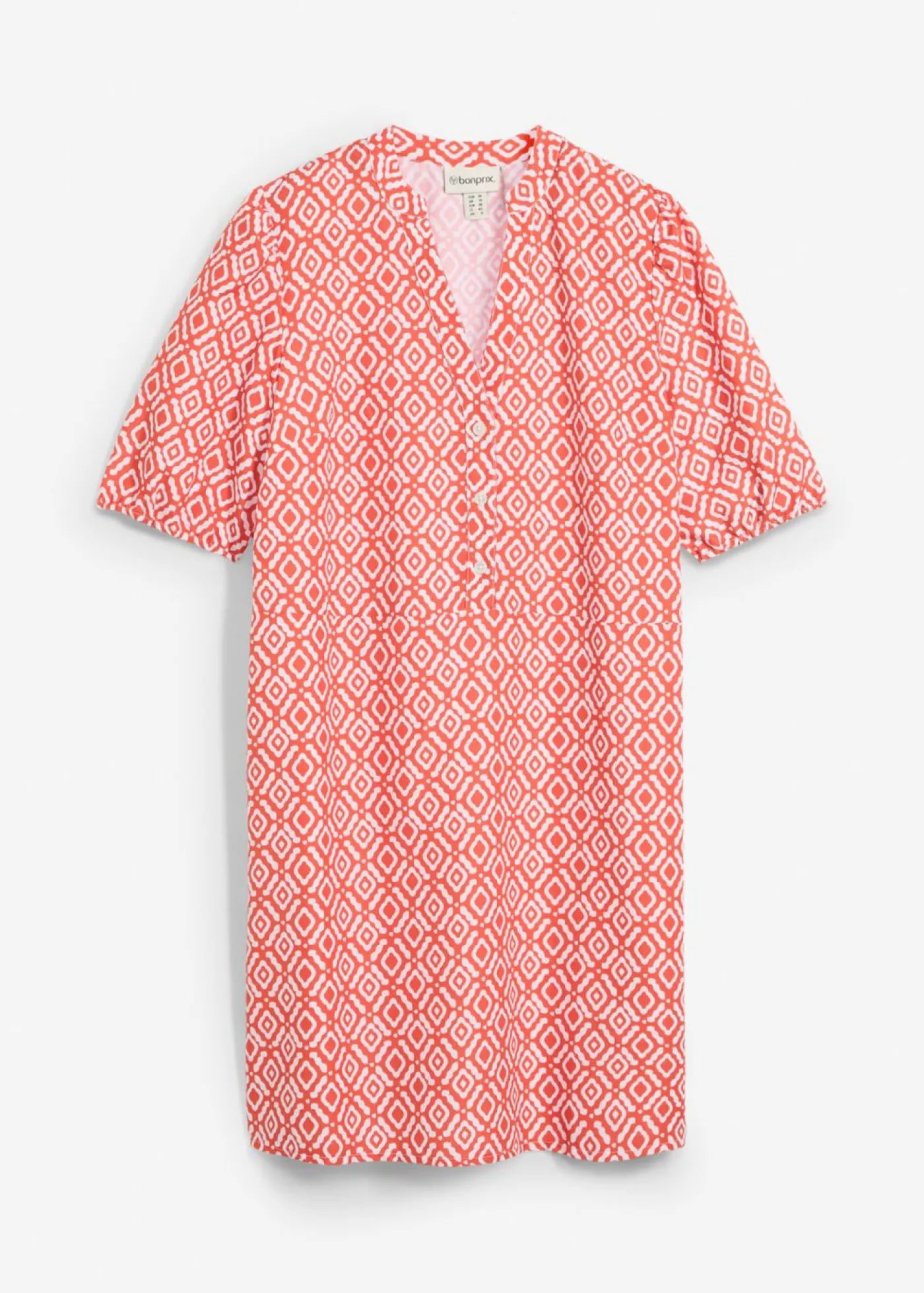 bonprix bonprix Vestido tipo túnica de viscosa fluida cayena-blanco lana