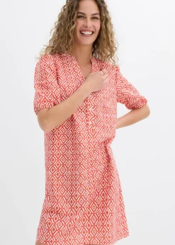 bonprix bonprix Vestido tipo túnica de viscosa fluida cayena-blanco lana