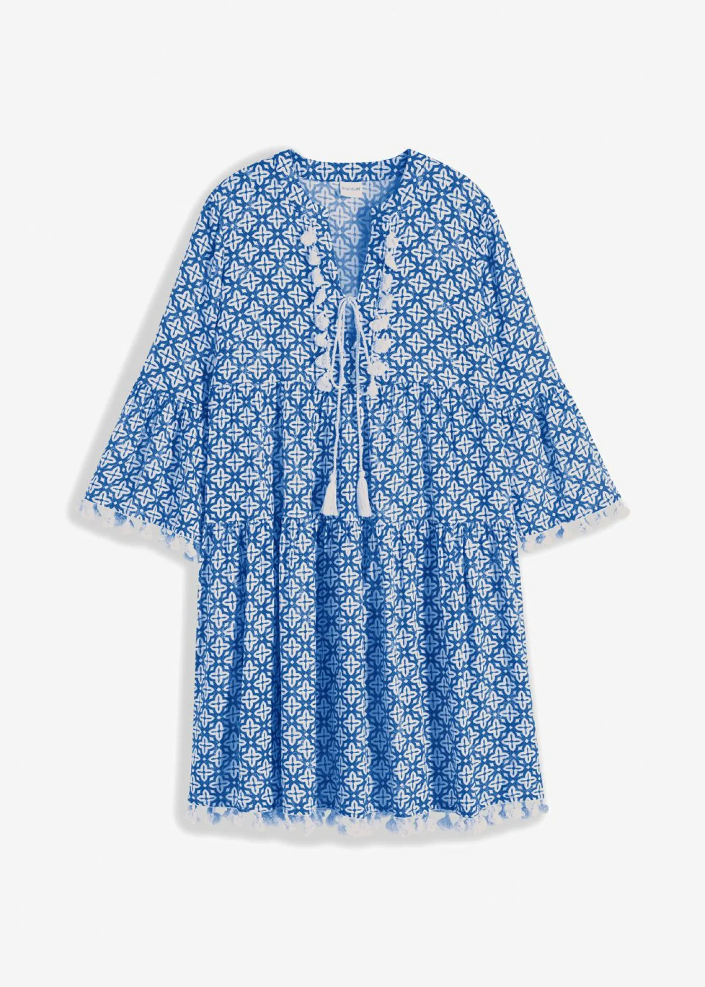 bonprix bonprix Vestido tipo túnica de viscosa suave Azul-blanco lana estampado Hot