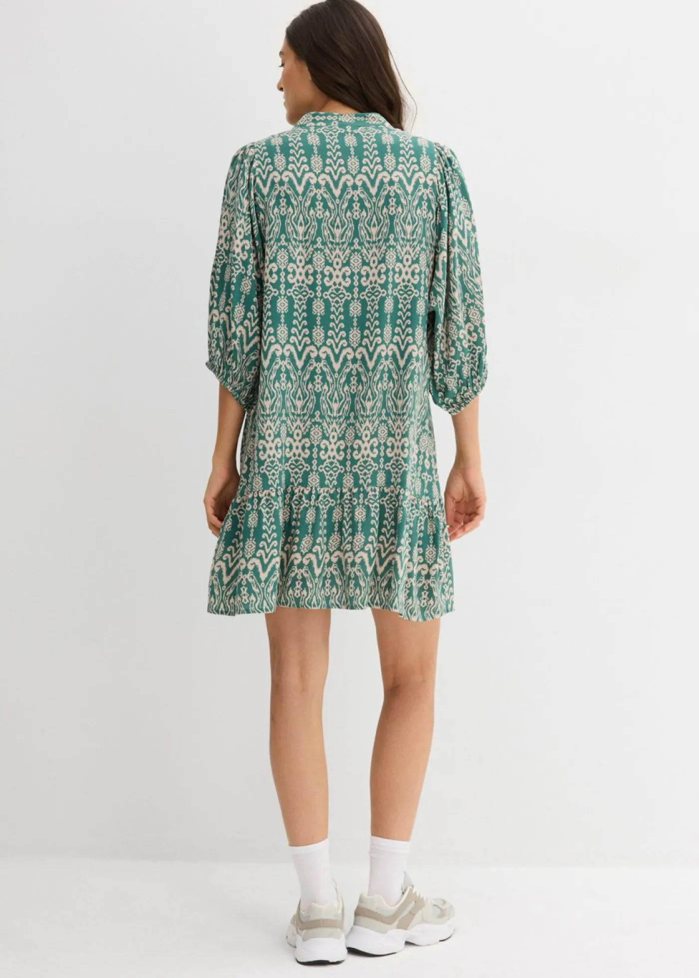 bonprix bonprix Vestido tipo túnica de viscosa suave verde-beige tiza Clearance