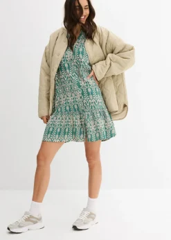 bonprix bonprix Vestido tipo túnica de viscosa suave verde-beige tiza Clearance